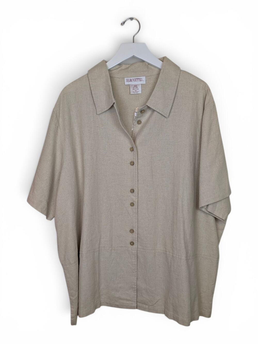 SILHOUETTES Woman Natural Linen Cotton Blend Shirt - Size 24